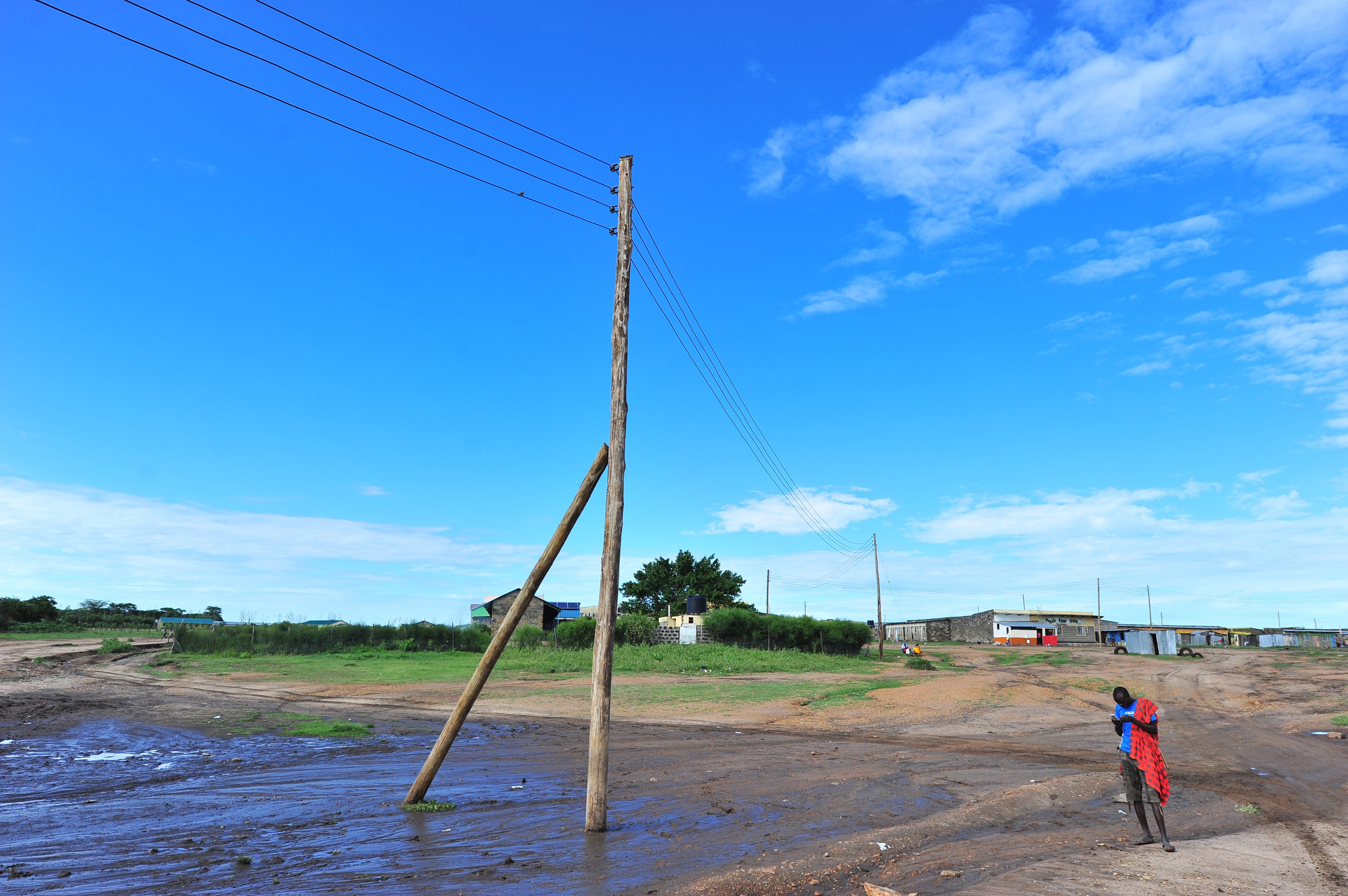 Complete power lines in Talek town. Through Talek Power, GIZ and other partners have constructed a solar power grid which will connect residents of Talek town in Narok to power for domestic and commercial use
